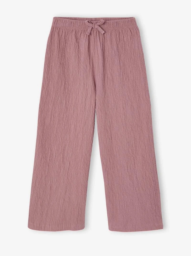 Pantalon fille legging large mauve - Vertbaudet