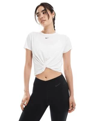 Nike Training - One - T-shirt Dri-FIT torsadé devant - Blanc