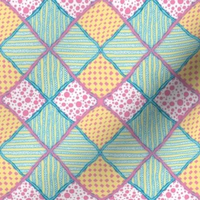Harlequin Darling #1 with Fur - 4 inch Fabric | Spoonflower
