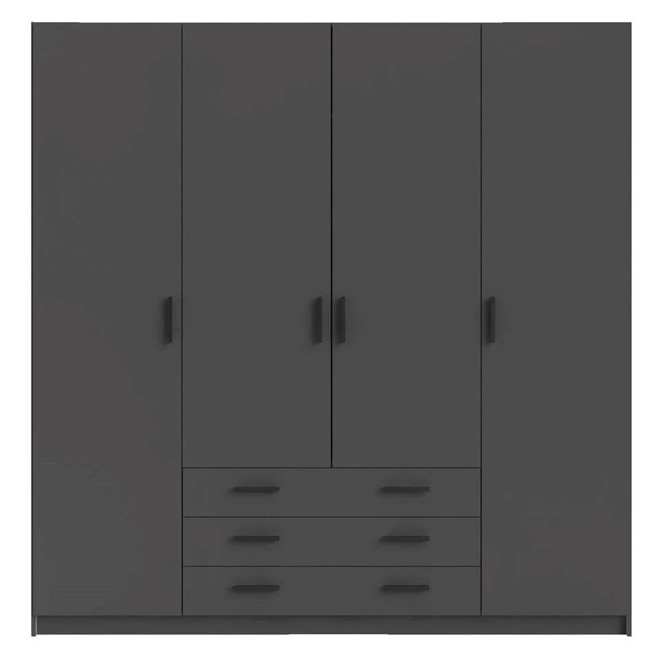 Kleerkast Sprint 4-deurs - antracietkleur - 200x196x50 cm