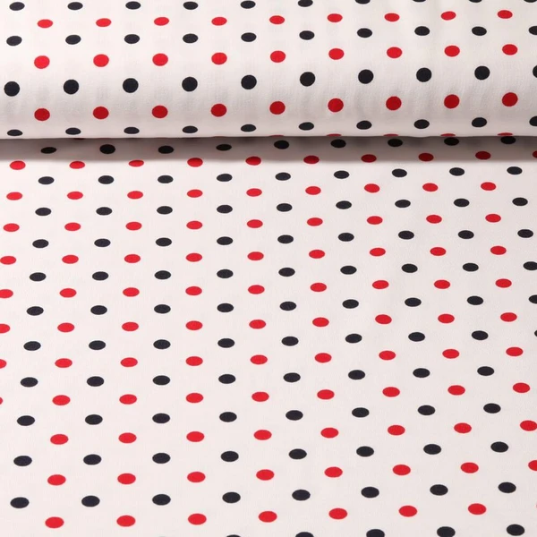 Jersey - Pois Ecru Bleu