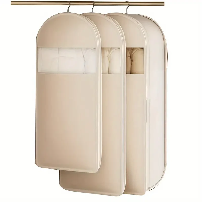 1pc self compressing zippered clothes hanging- 90 cm couleur beige