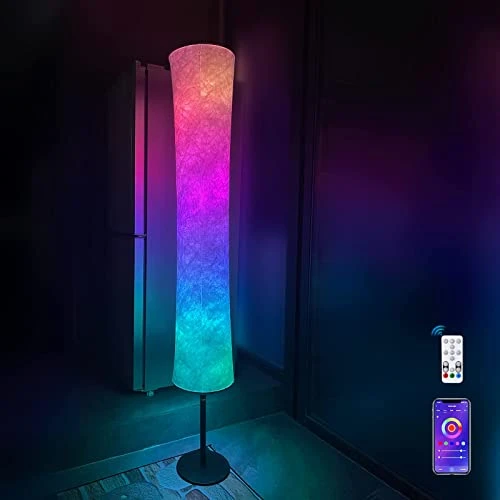 JIANUO Lampadaire sur Pied Intelligent, RGB Lampadaire d'Angle Salon, WiFi APP Contrôle 16M de Couleurs Lampe Ambiance de Alexa Google Assistant Smart Lampe Gaming TV