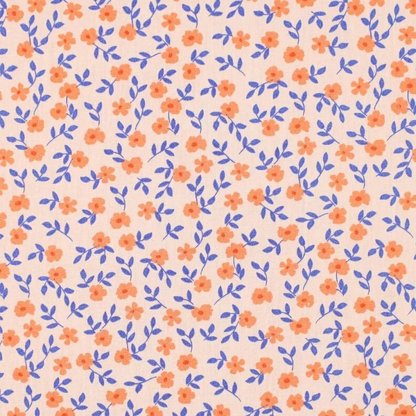 GOTS Popeline coton Streublümchen | Poppy Fabrics – nature/orange pêche - Idéal pour Décoration pour enfants