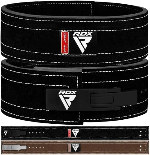 RDX Ceinture Musculation Levier Boucle, Approuvé IPL USPA, 10 Trous Réglables, 4” Ceinture Cuir Powerlifting 10mm Haltérophilie Weight Lifting Belt, Lombaire De Maintien, Fitness Gym Levage Deadlifts