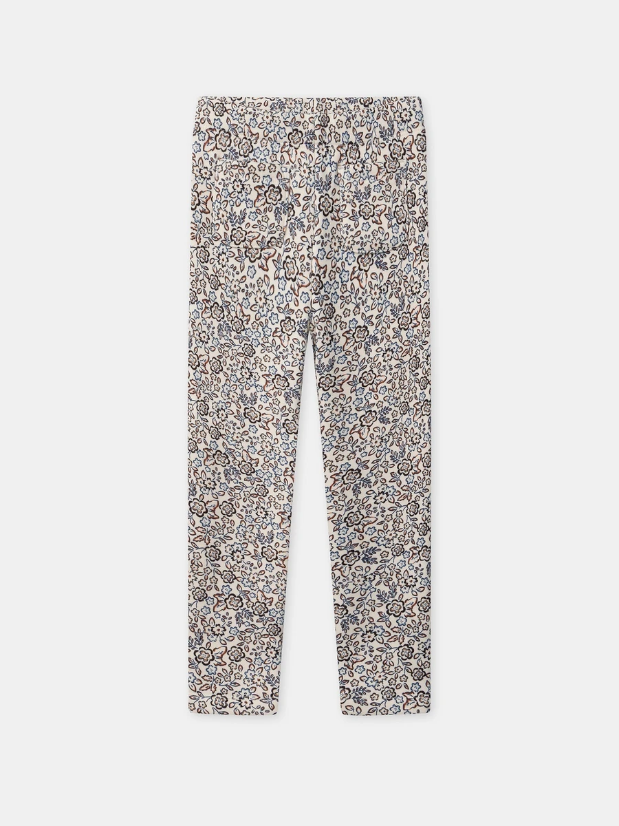 Legging écru imprimé fleuri Fille