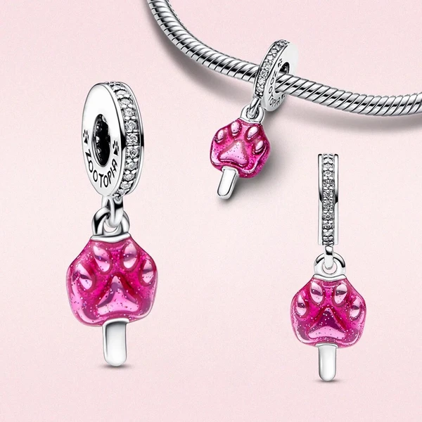 3.11€ 63% de réduction|Breloque pendentif Zootopia plaqué argent 925 pour femme, pendentif crème glacée, convient au bracelet saupoudrer original, bijoux pour amoureux | AliExpress
