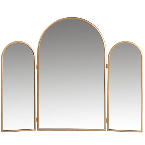 Miroir triptyque à poser en métal doré 61x50 | Maisons du Monde