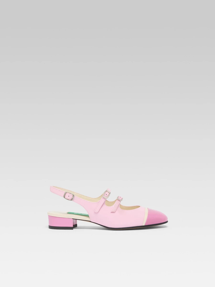 Litchy - Pink upcycled patent leather slingback Mary Janes