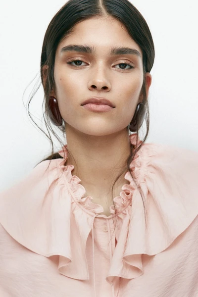 Blouse volantée - Rose poudré - FEMME | H&M CH