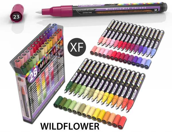 28 Wildflower Colors Acrylic Paint Pens Markers Set 0.7mm Extra Fine