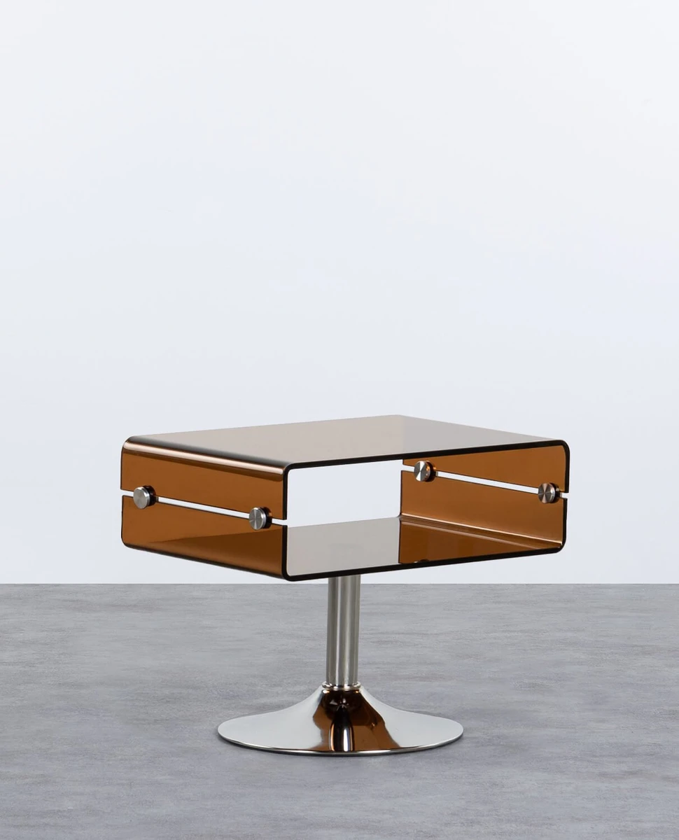 Table d'Appoint Rectangulaire en Verre et Métal (61x38 cm) Hedy