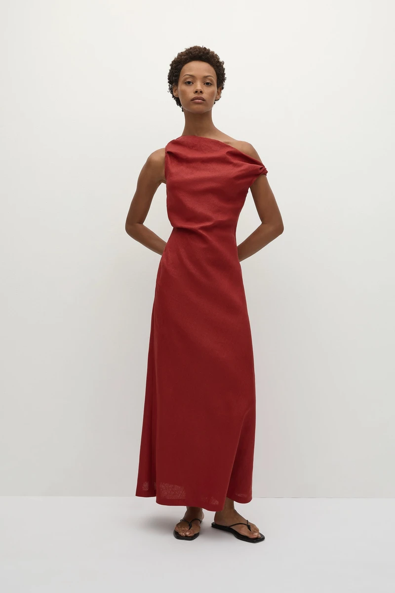 Suis Midi Dress Deep Red - Final Sale