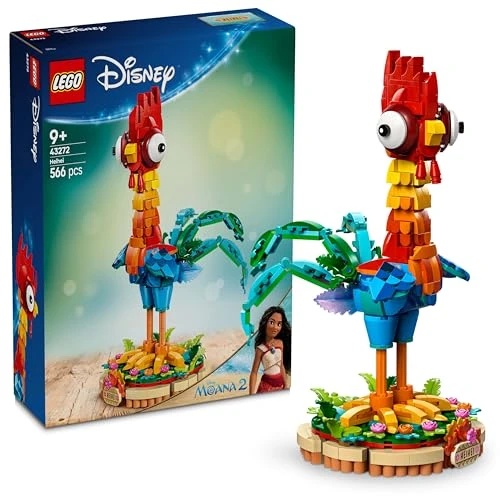 LEGO ǀ Disney Vaiana 2 Heihei - Jouet de Construction &amp; Décoration Intérieure - Figurine d'Animal avec Tête Pivotante, Ailes Mobiles, Queue de Plumes &amp; Support - Cadeau d'Anniversaire pour Fille 9 ans