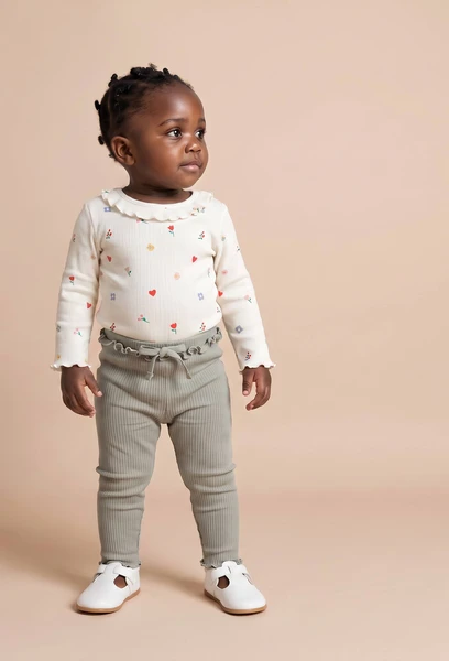 Legging côtelé uni en coton BIO GOTS