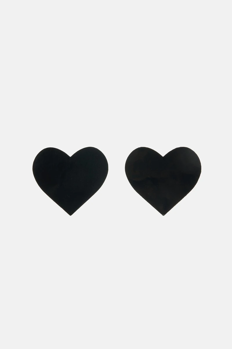 Wild Love Vinyl Heart Nipple Cover Pasties - Black
