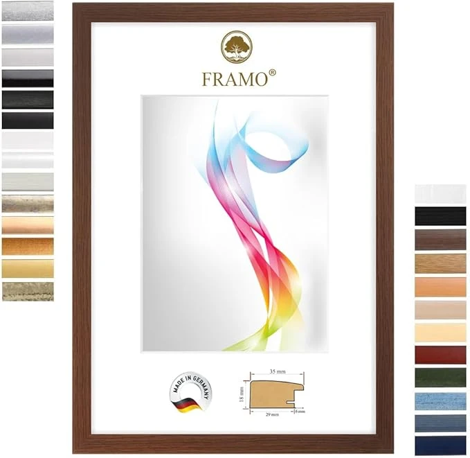 FRAMO Cadre photo en bois 42 x 60 cm (Dimension de l'image) en Wengé Marron | Taille sélectionnable | Affiches | Puzzle | Collage | Sur mesure | personnalisés