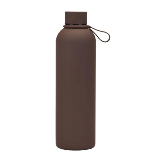 Tasse isotherme portable en acier inoxydable avec poignée en silicone, couleur café foncé 750 ml