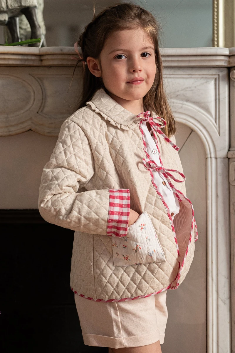 Veste pour fille molletonnée et fleurie