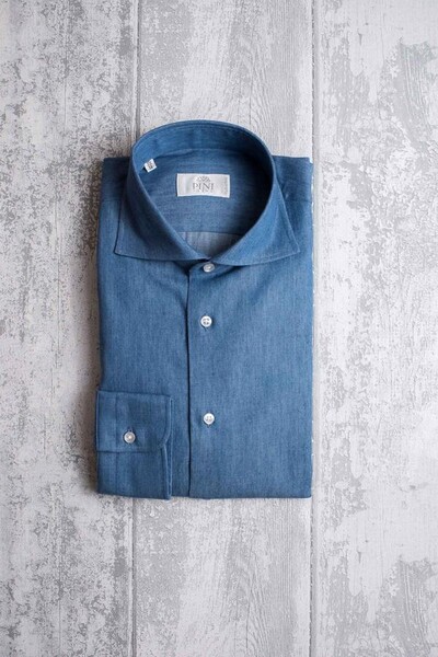 Chemise denim bleu- Made in Italy