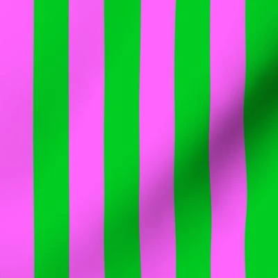Pink and Green 1-inch stripes (#ff65fd, Fabric | Spoonflower