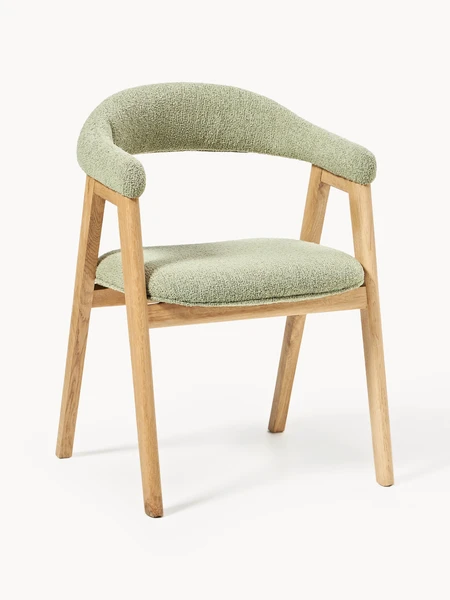 Chaise à accoudoirs avec garnissage en bouclette Nik