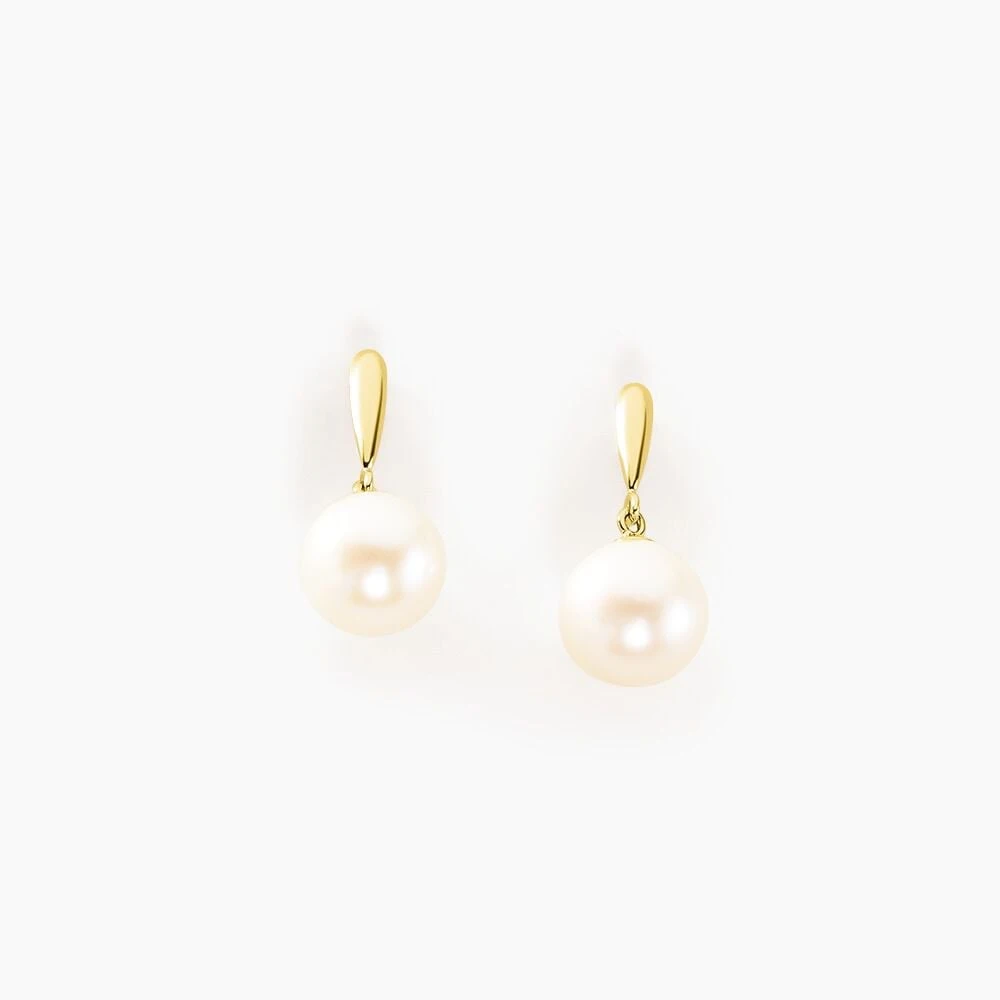 Boucles D'oreilles Pendantes Sibylle Or Jaune Perle De Culture