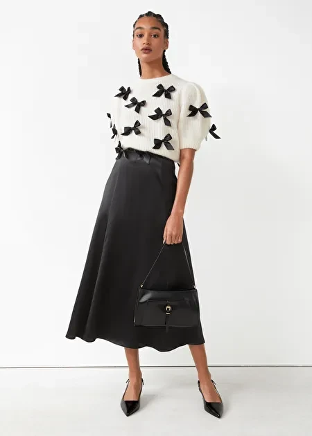 Jupe longue évasée en satin