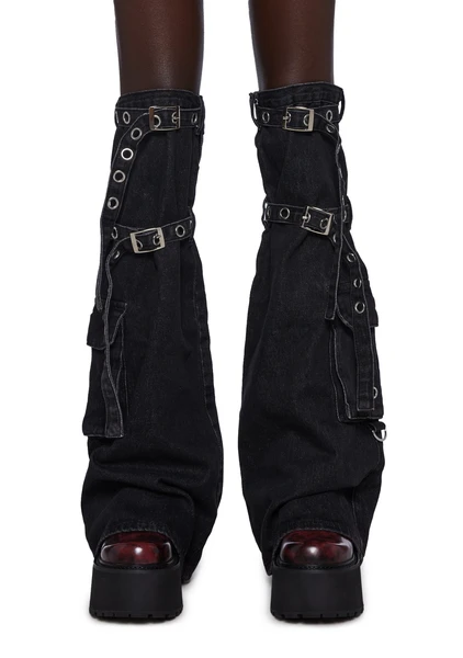 Current Mood Denim Cargo Leg Warmers - Black