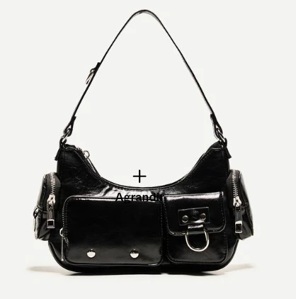  black leather y2k bag