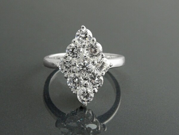 Clear Oval Ring, Sterling Silver, Square ring, Marquise Form Shape, White Clear stones Cz, Woman Cocktail Stone Jewelry, Woman Gift