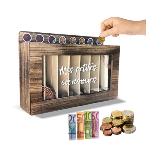 Ykcrea Tirelire en Bois Compartimentée avec Objectif D'épargne - pour Aider à Economiser - Tirelire économie Idéal - Boîte en Bois Multifonction