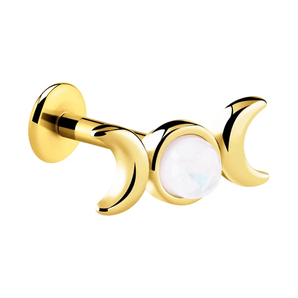 Labret (surgical steel, gold, shiny finish) avec pierres en cristal Acier chirugical 316L / Plaqué or / Laiton plaqué or