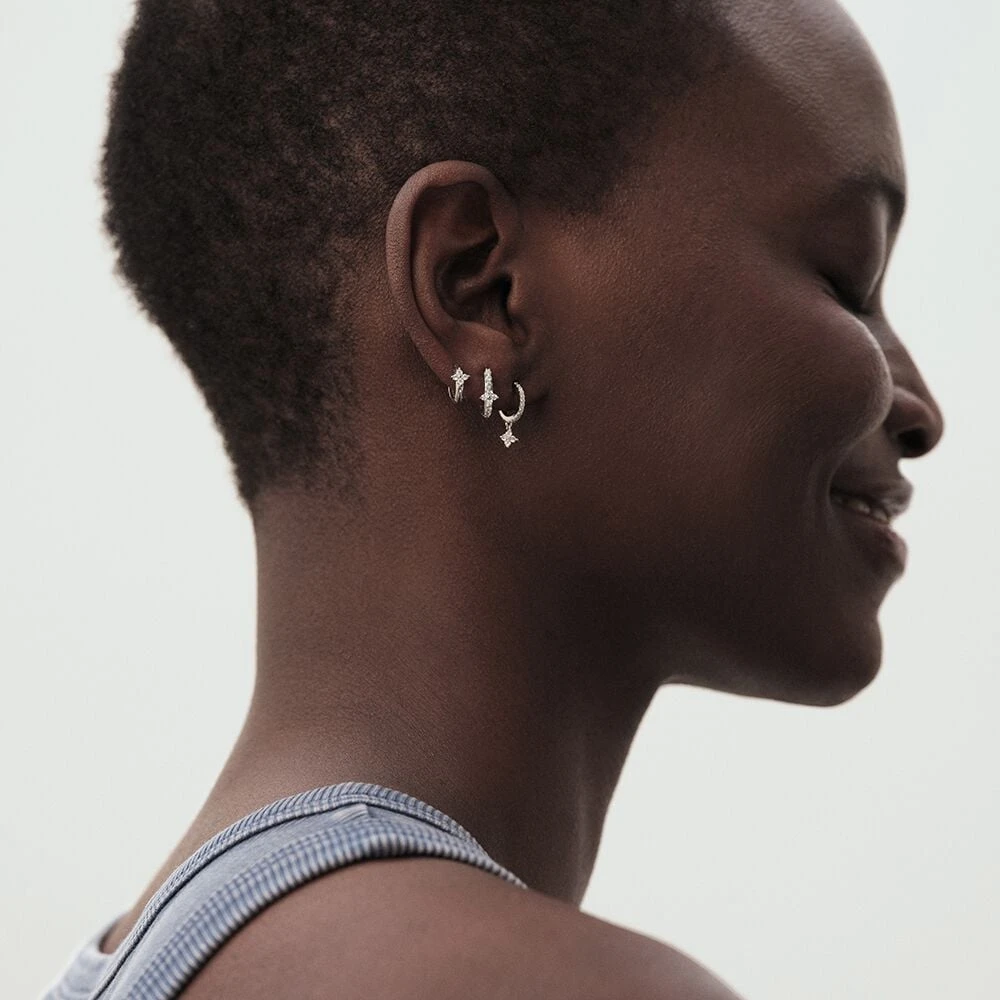 Piercing créole BELOVED - Cristal / Argenté