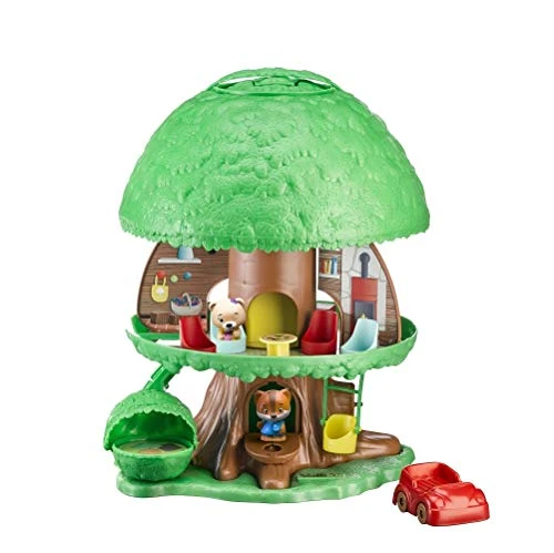 Klorofil - Arbre magique des Klorofil - Comprend : 2 personnages + 12 accessoires (1 voiture, 1 espace repos, 1 balançoire, 2 lits, 1 table, 4 chaises, 1 banc et 1 fauteuil)