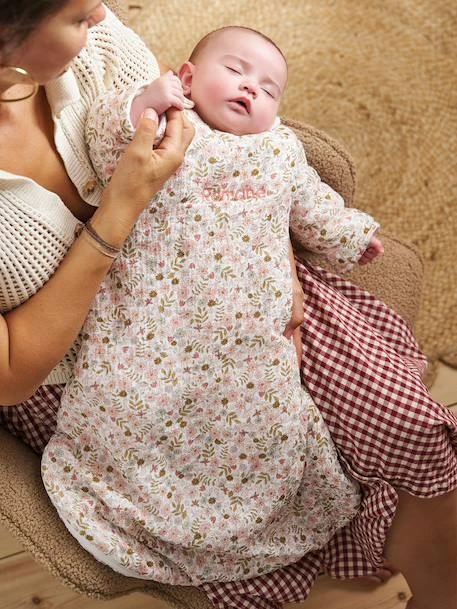 Gigoteuse manches amovibles personnalisable FLORA blanc imprimé - Vertbaudet