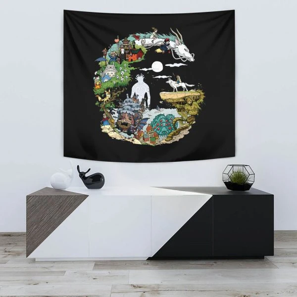 Studio Ghibli Characters Circle Movies Tapestry New 2024 - Ghibli Merch Store - Official Studio Ghibli Merchandise