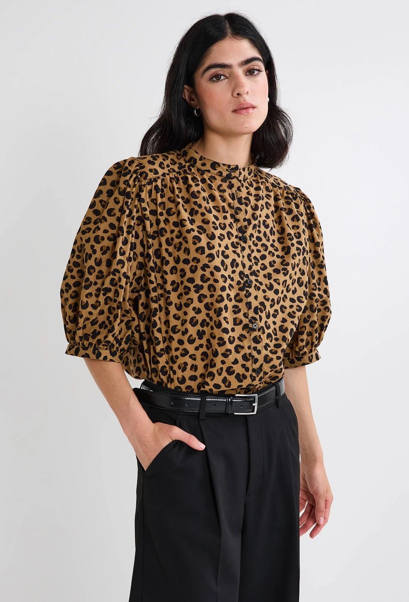 Blouse imprimée léopard en coton