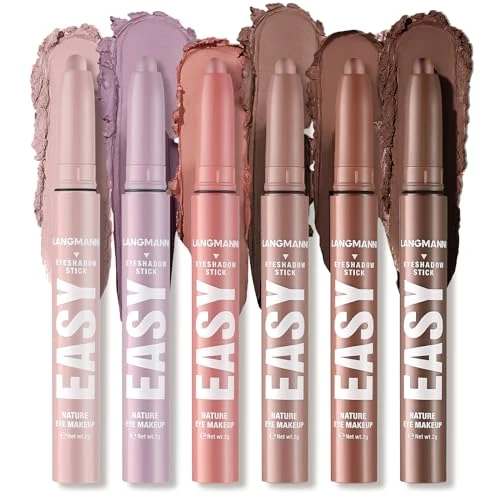 6PCS Bâton d'Ombre à Paupières, Set de Crayons d'Ombre à Paupières Multi-Couleurs, Kit de Maquillage pour les Yeux, Naturel &amp; Shimmer Shades Contour Stick, Cadeau Parfait pour les Femmes （A）