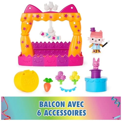 Gabby et la Maison Magique - Gabby Dollhouse - Balcon Spectacle De Bébé Boîte - 1 Figurine Et 6 Accessoires - Dessin Animé Jouet Maison De Poupée - Jouet Enfant 3 Ans Et +