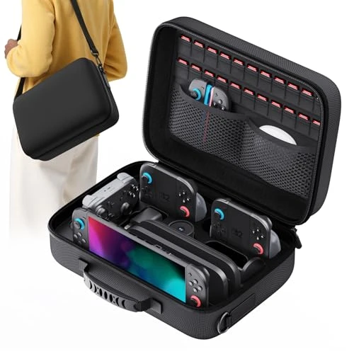 Lmcpa Étui de Protection pour Nintendo Switch 2,Housse de Transport à Coque Rigide ,Portable All Protective Hard Travel Bag for Switch 2 Console&amp;Switch 2 Accessories (22 Cartouches Incluses)-Noir