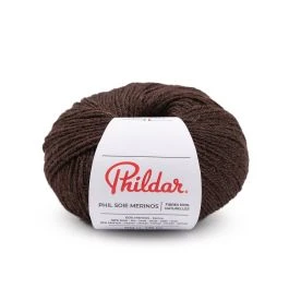 Pelote de fil à tricoter soie Mérinos chocolat noir - Phildar