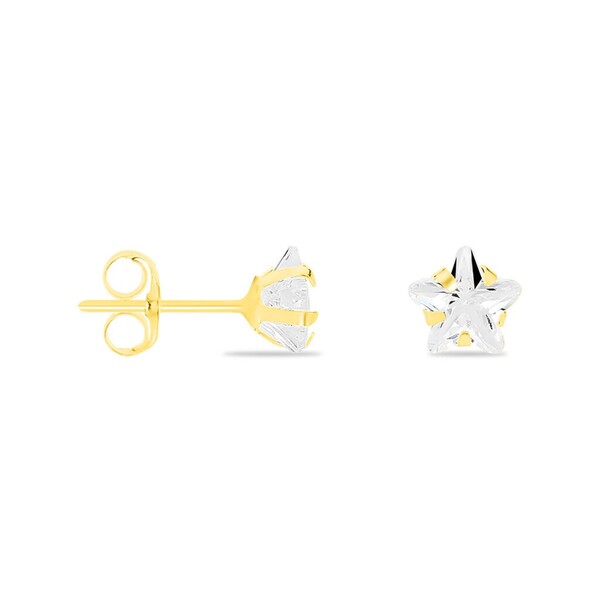 Boucles D'oreilles Puces Elais Etoile Or Jaune Oxyde De Zirconium