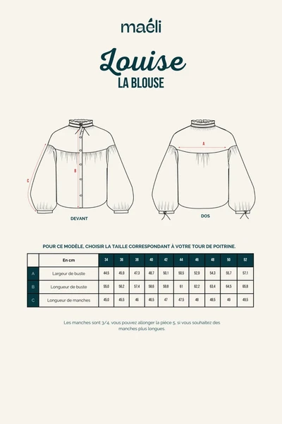 Patron La blouse, Louise