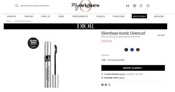 Mascara diorshow iconic Overcurl Noir