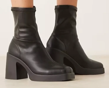 ASOS DESIGN - Edison - Bottines souples à bout carré et à talon chunky - Noir