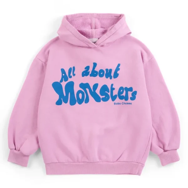 Sweat Capuche All About Monsters Coton Bio | Rose