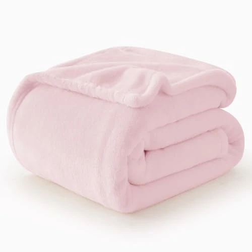 WAVVE Plaid Couverture Polaire Flanelle en Microfibre, Jeté de Canapé 220x240 Rose, Couverture lit Jete de Canape 2 Personnes, Plaid Fourrure Grand Chaud et Doux en Peluche, 240x220