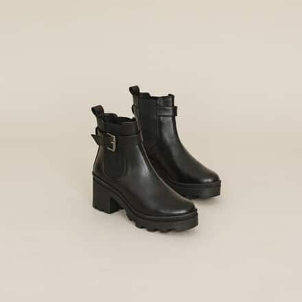 Bottines à boucle et semelle crantée