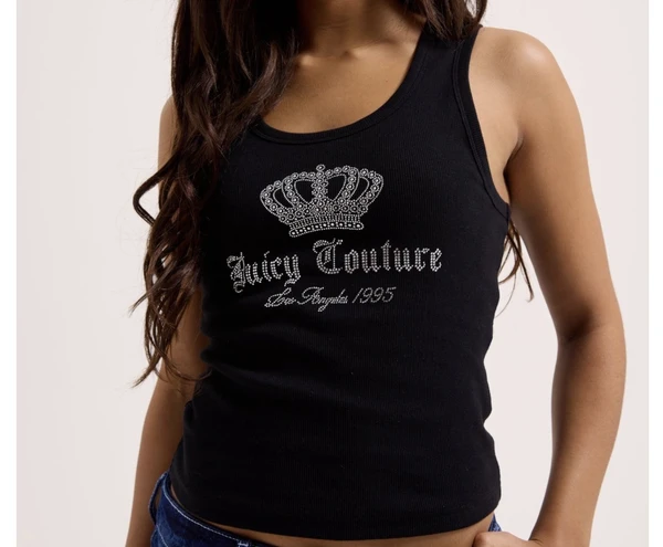 GILET NOIR CÔTELÉ À COURONNE DE DIAMANTS